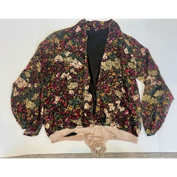 Amanda Uprichard Revolve Hera Floral deep V Romantic Thong Bodysuit Sz XL - Picture 3 of 12